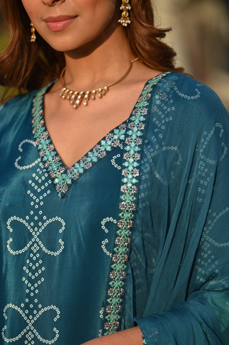 TREND TRINITY SUMMER OMBRE PURE CREP BANDHANI SUIT SET