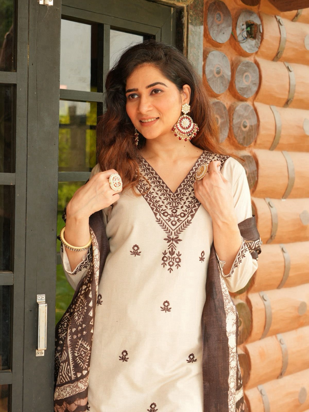 TREND TRINITY KHADI COTTON EMBROIDERED KURTI