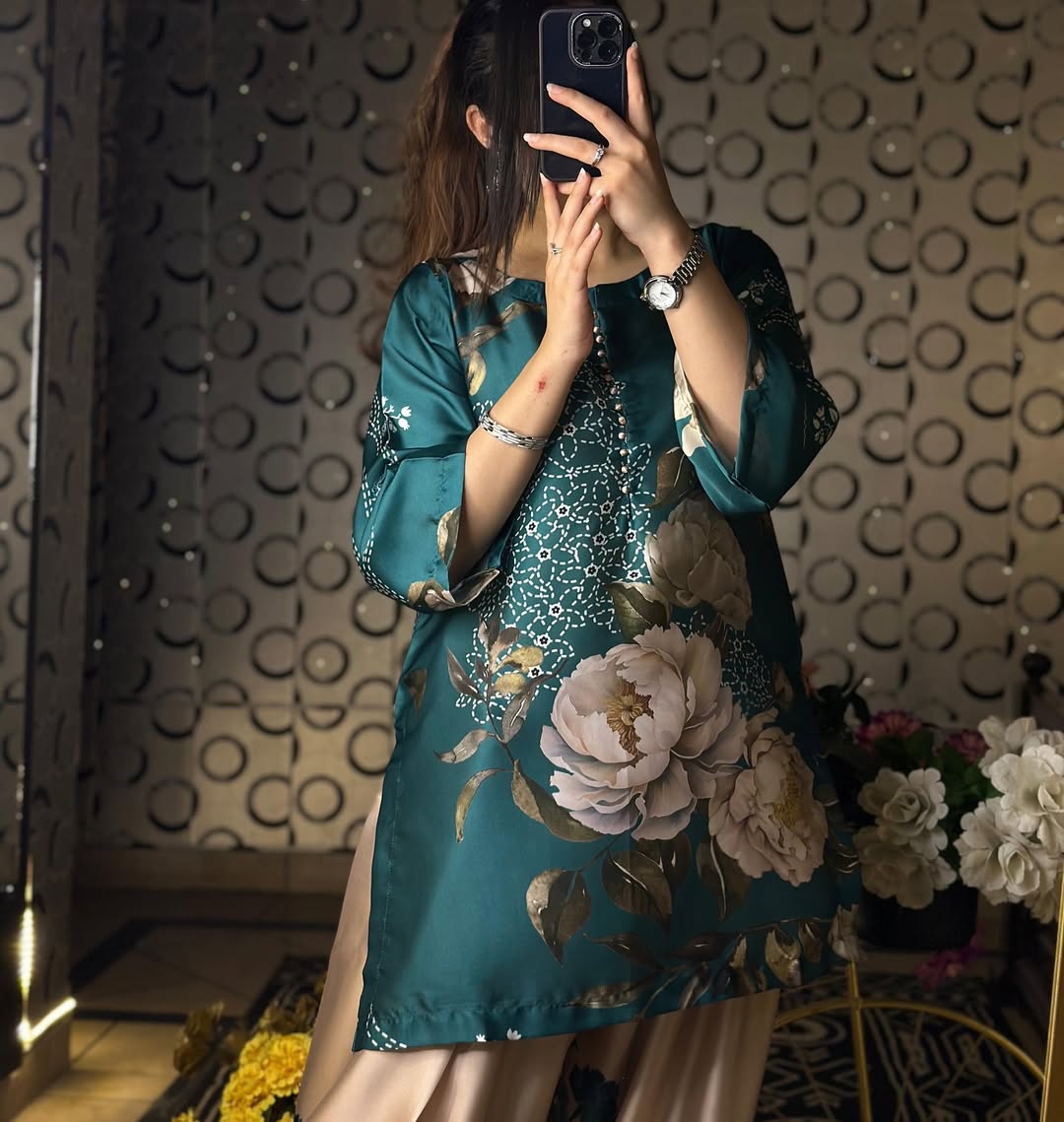 NATURAL CREPE DIGITAL PRINT CORD-SET