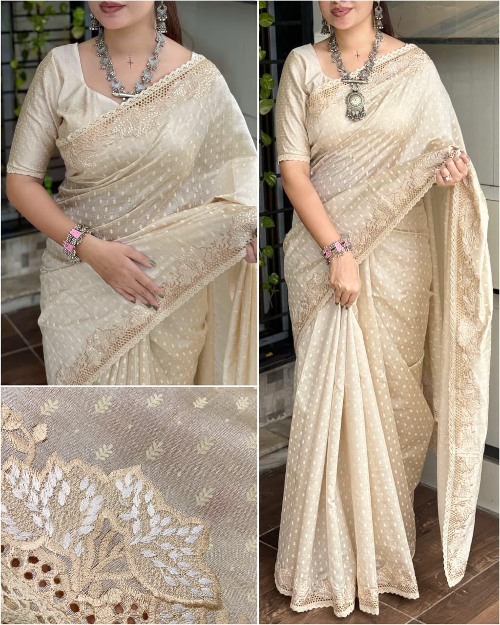 This festival season,we bring you our signature Edition of soft tusser cotton sarees adorned with delicate embroidery