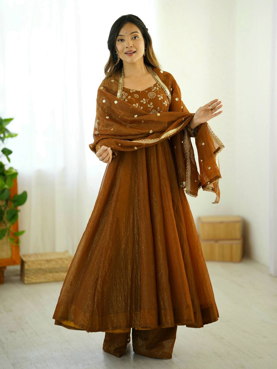 SAYARA Ethnic Crunchy Silk Suit