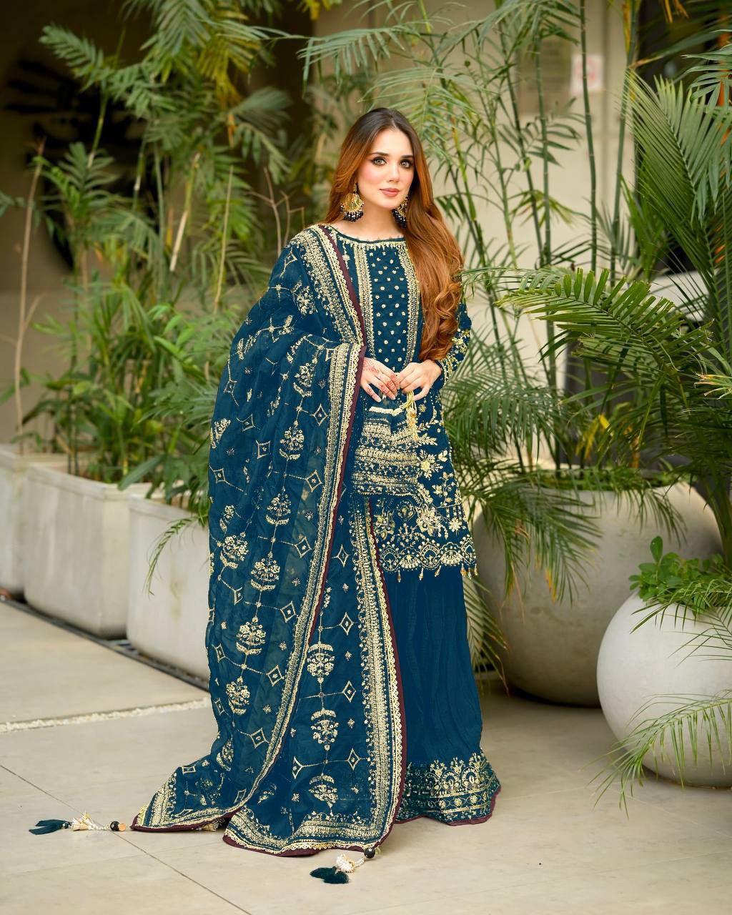 Noor Jahan Organza Fabric With Heavy Embroidery Pakistani Suits