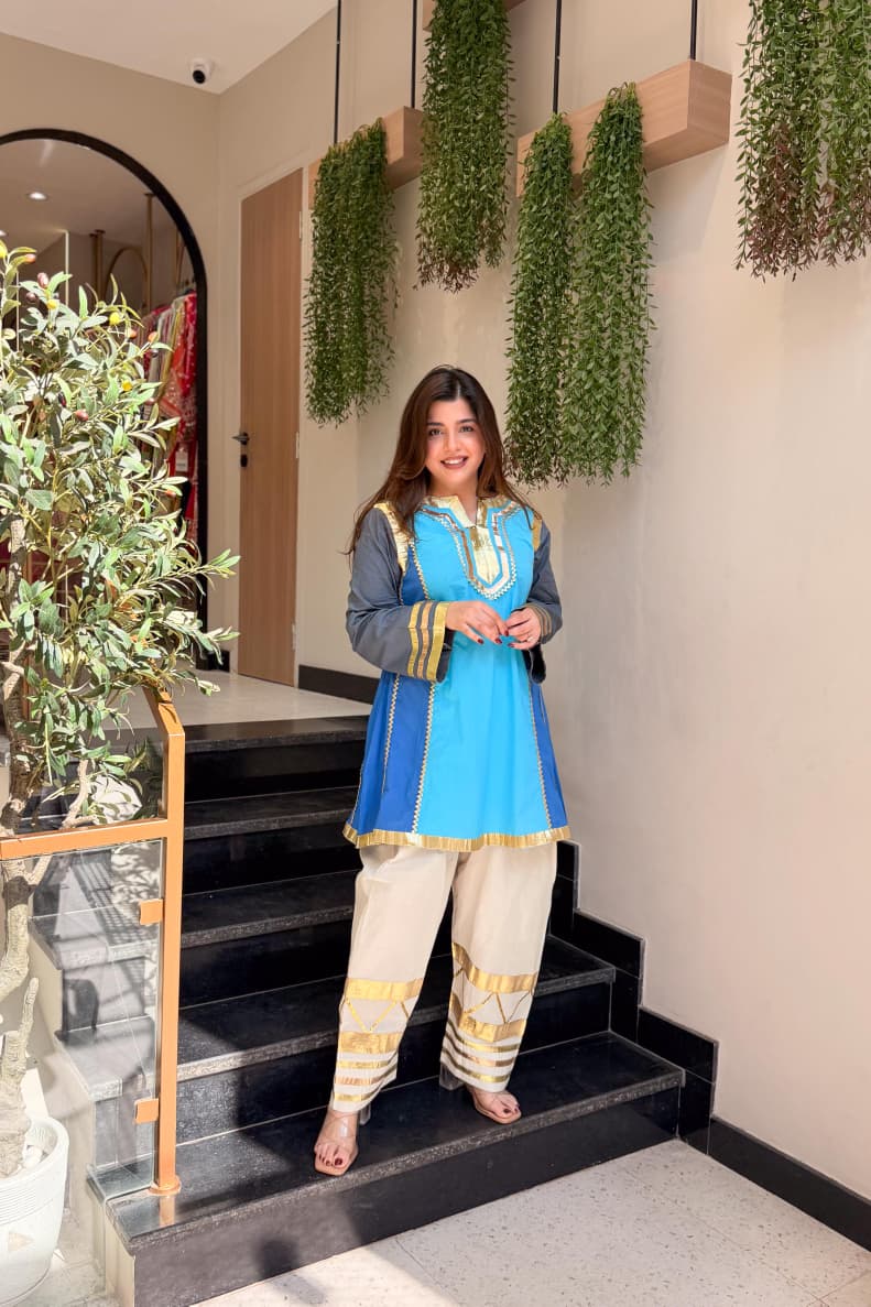 Blue Choga Style Gulabo Salwar Set