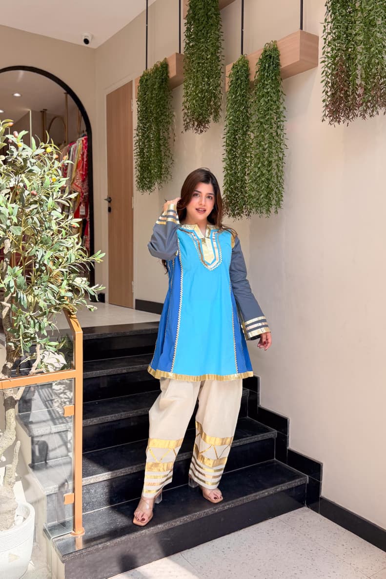 Blue Choga Style Gulabo Salwar Set