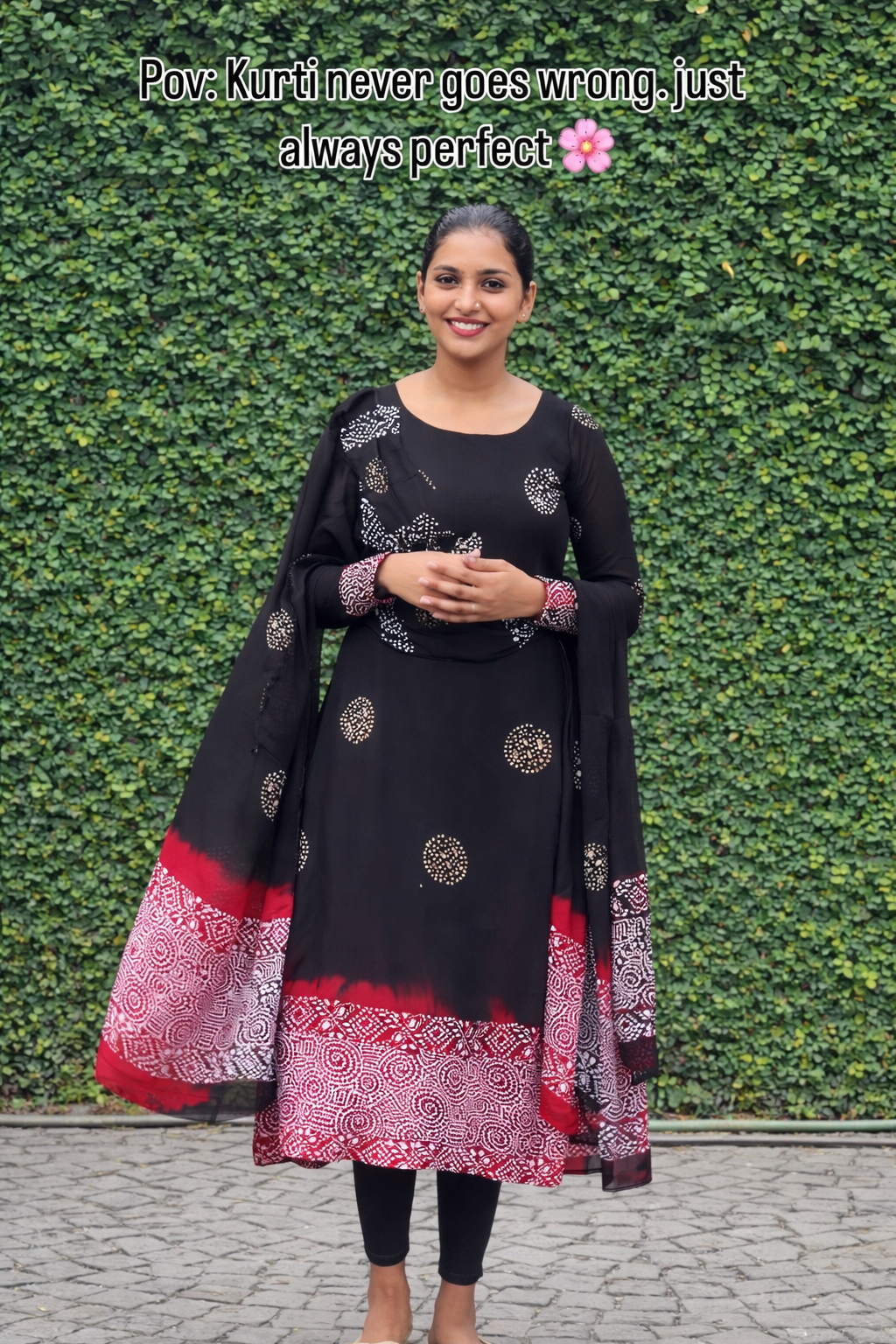 VARI Block Print Bloom Kurti with Dupatta