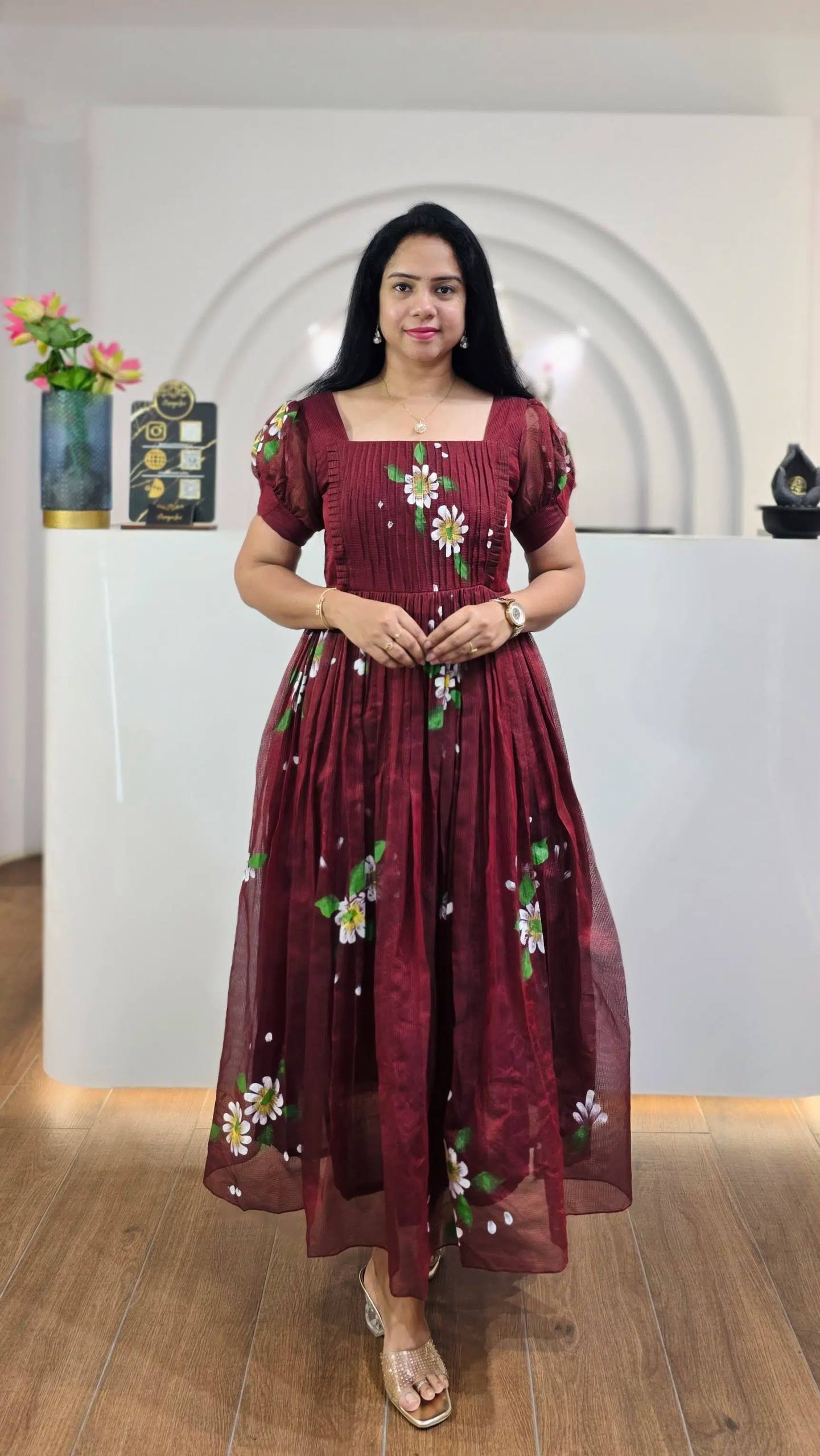 Burgundy Handpainted Kota Frock