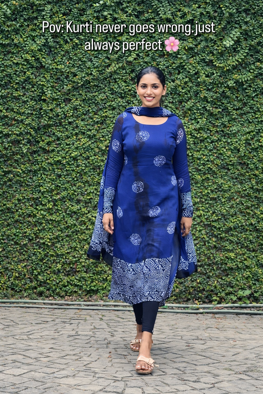 VARI Block Print Bloom Kurti with Dupatta