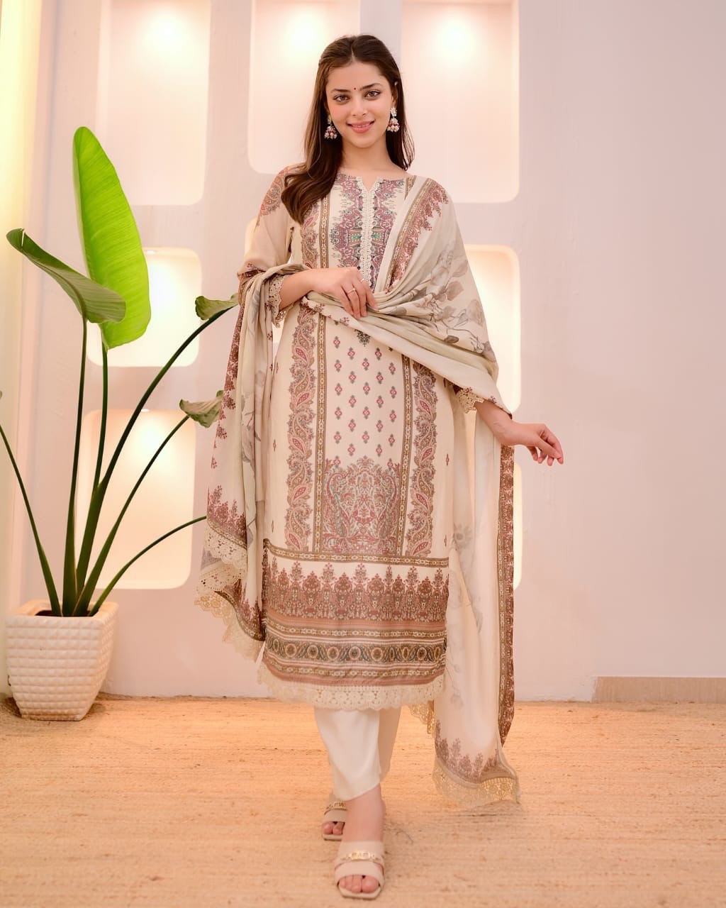 Zahra Serenity – Soft Muslin Printed 3 Pcs Suit Set