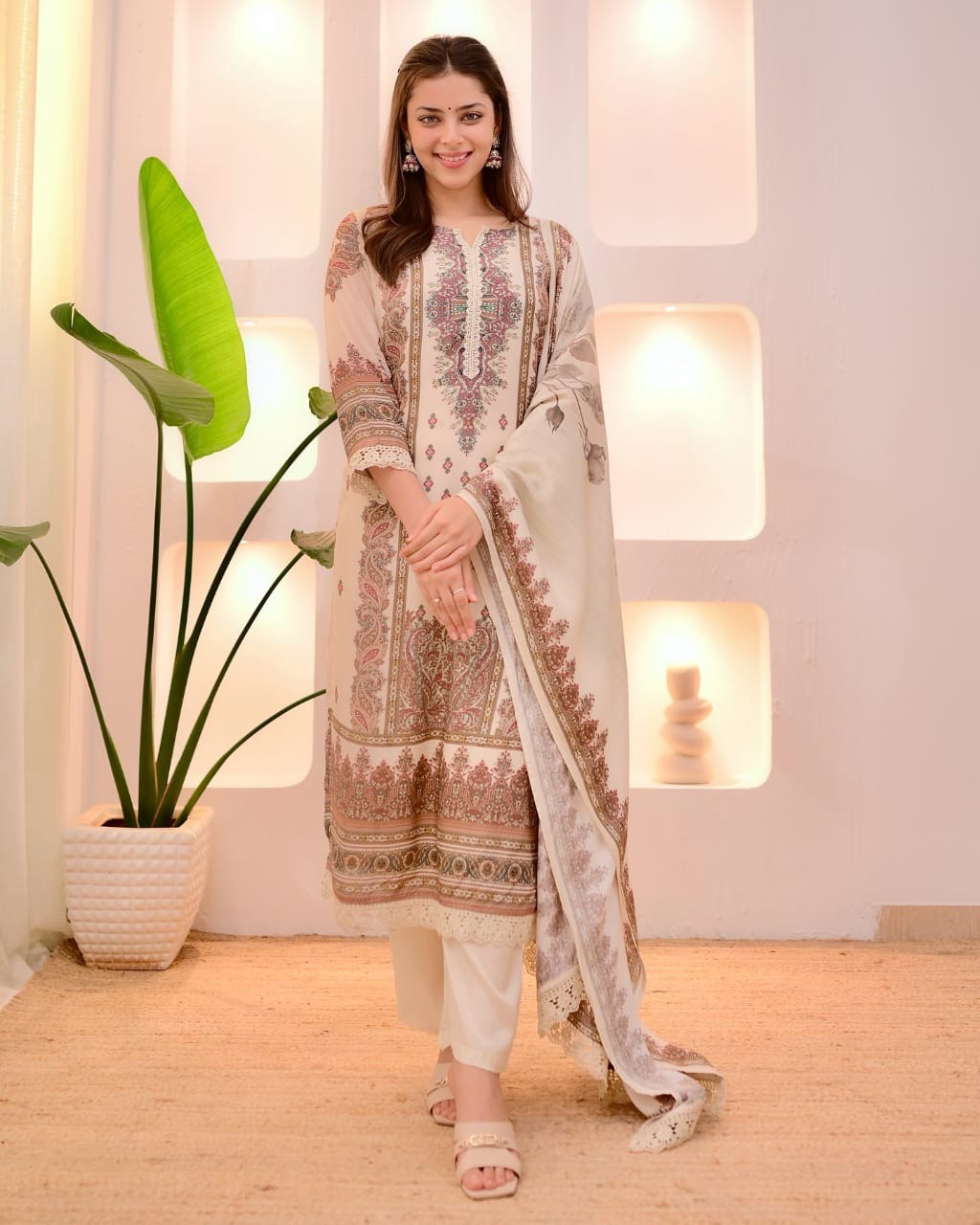 Zahra Serenity – Soft Muslin Printed 3 Pcs Suit Set