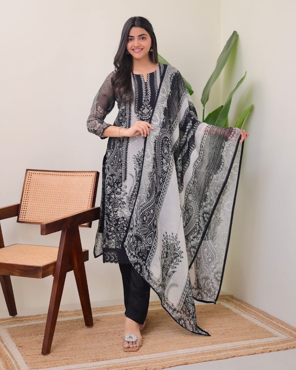 Elegant Arrival – A timeless classic in monochrome grace