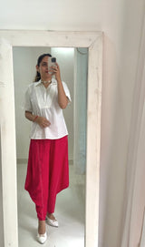 White Red Drape Pants Coord Set