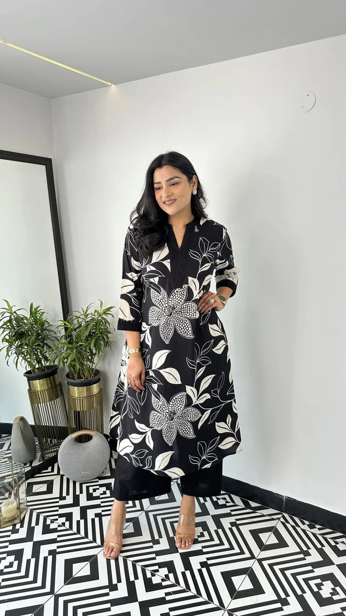 Heavy Magic Cotton Kurta Pants in Beautiful Floral Prints (SHRISHA)