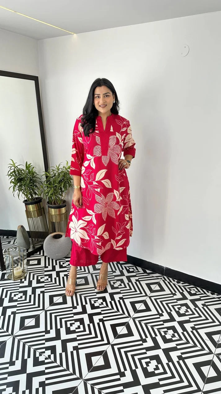 Heavy Magic Cotton Kurta Pants in Beautiful Floral Prints (SHRISHA)