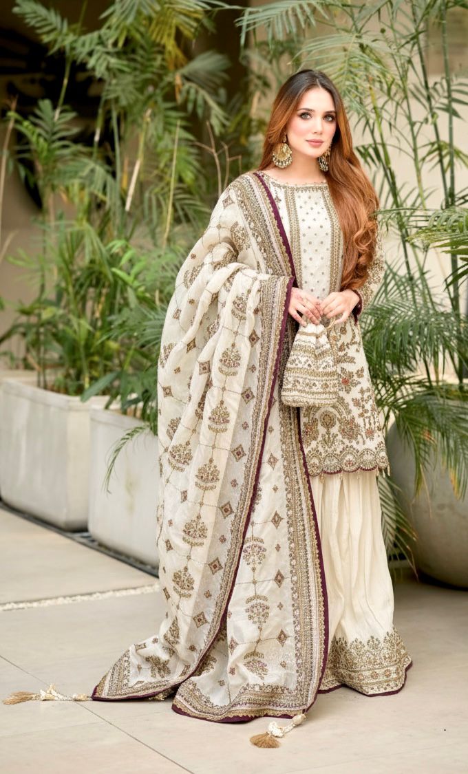 Jahan Organza Fabric With Heavy Embroidery Pakistani Suits