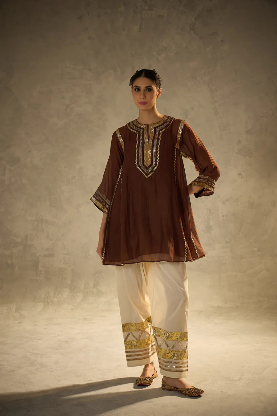 Brown Choga Style Gulabo Salwar Set