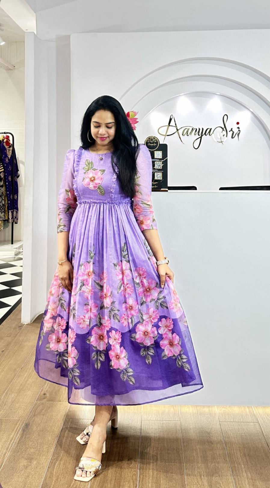 Lavender Foil Painted Kota Frock