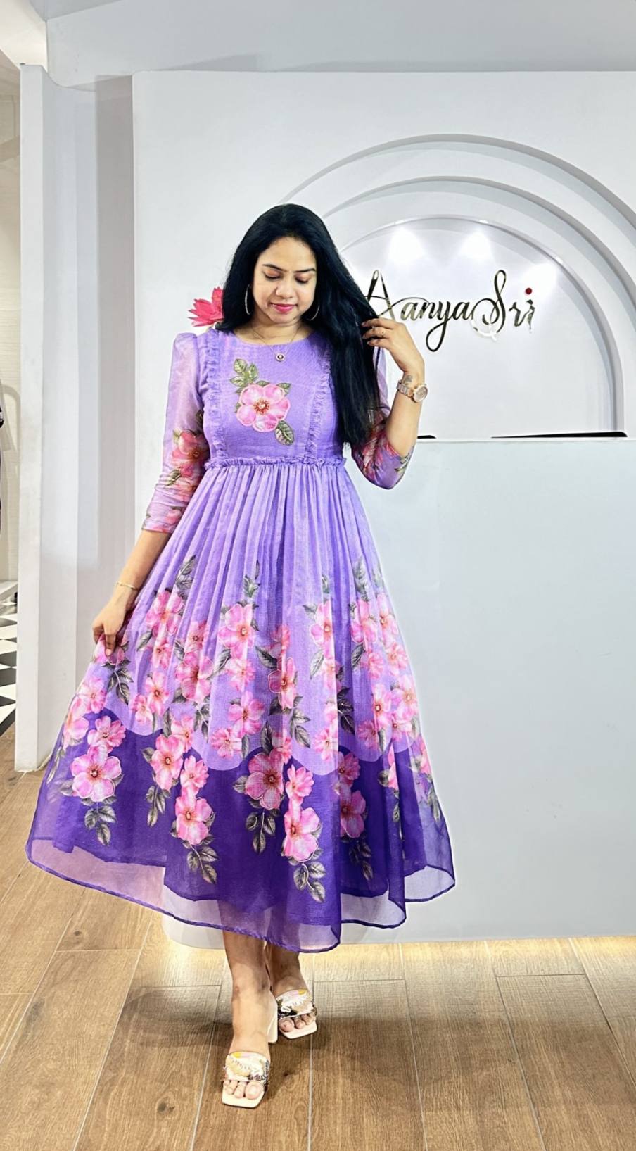 Lavender Foil Painted Kota Frock